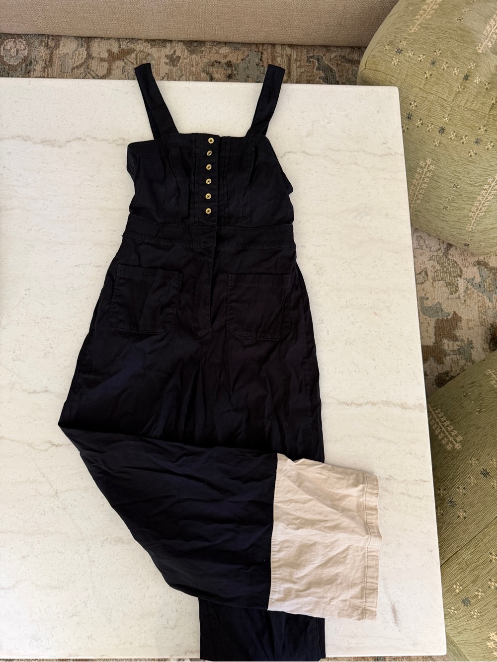 Maeve Black Wide-Leg Jumpsuit with Contrast Cuff